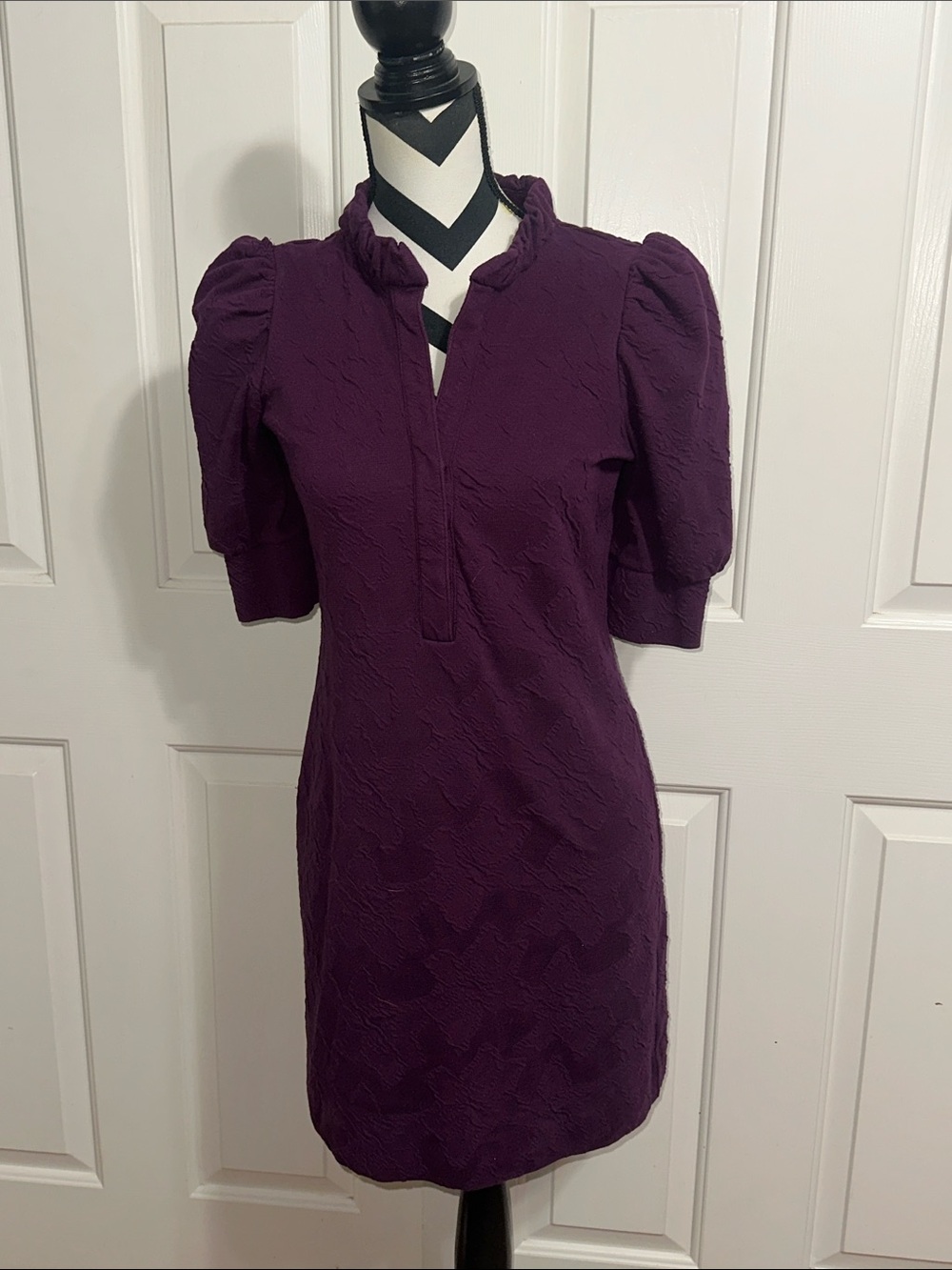 Lilly Pulitzer Elsey Purple Textured Puff-Sleeve Women's Dress
